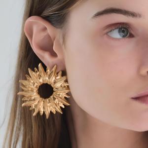 1 Paire De Boucles D'Oreilles À Tige Rétro En Acier Inoxydable Plaqué Or  Pour Femme, Série Luxueuse h5 Image5