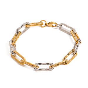Bracelet Chaîne Pour Femme En Acier Inoxydable Plaqué Or , Série Simple  h5 Image7
