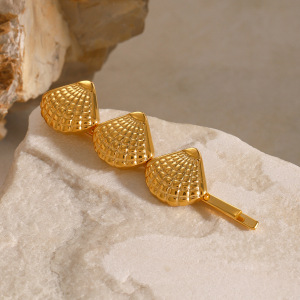 1 Paire De Pinces À Cheveux Pour Femme En Acier Inoxydable Plaqué Or , Style Tortue, Série Simple h5 Image4