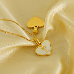Collier Avec Pendentif En Acier Inoxydable Plaqué Or Pour Femme, Série Simple, Lettre Quotidienne h5 Image4