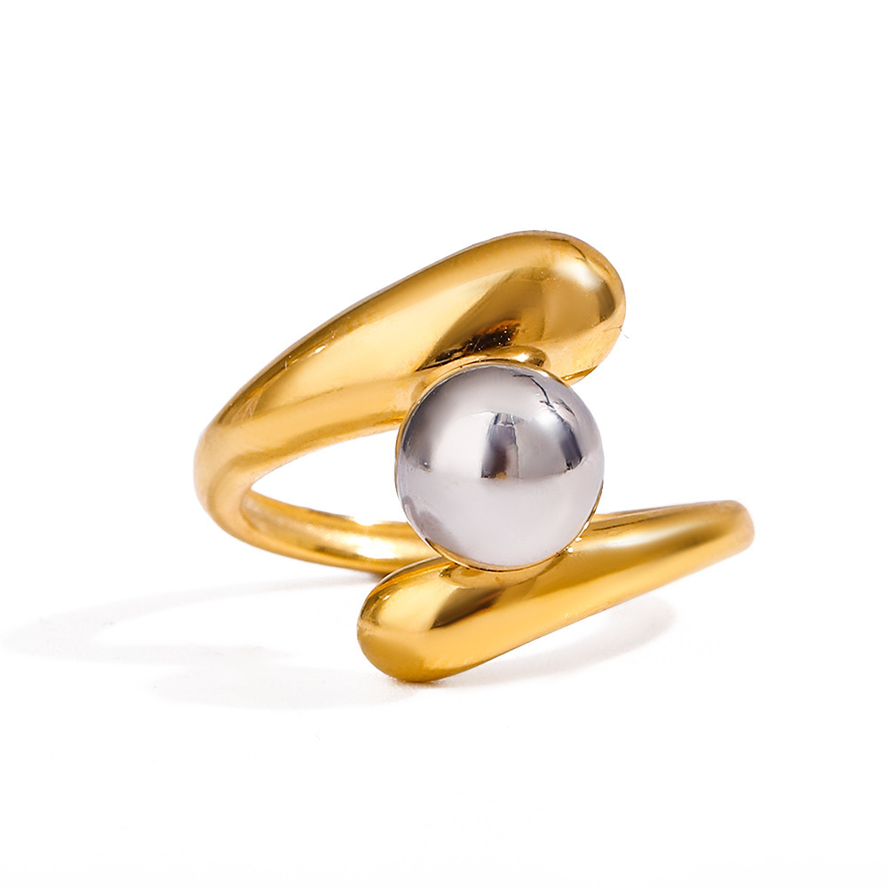 Bague Simple Pour Femme, Collection Minimaliste Classique À Lignes Irrégulières, En Acier Inoxydable Étanche, Coloris Or Et Argent. Image8