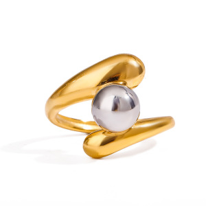 Bague Simple Pour Femme, Collection Minimaliste Classique À Lignes Irrégulières, En Acier Inoxydable Étanche, Coloris Or Et Argent. h5 Image8
