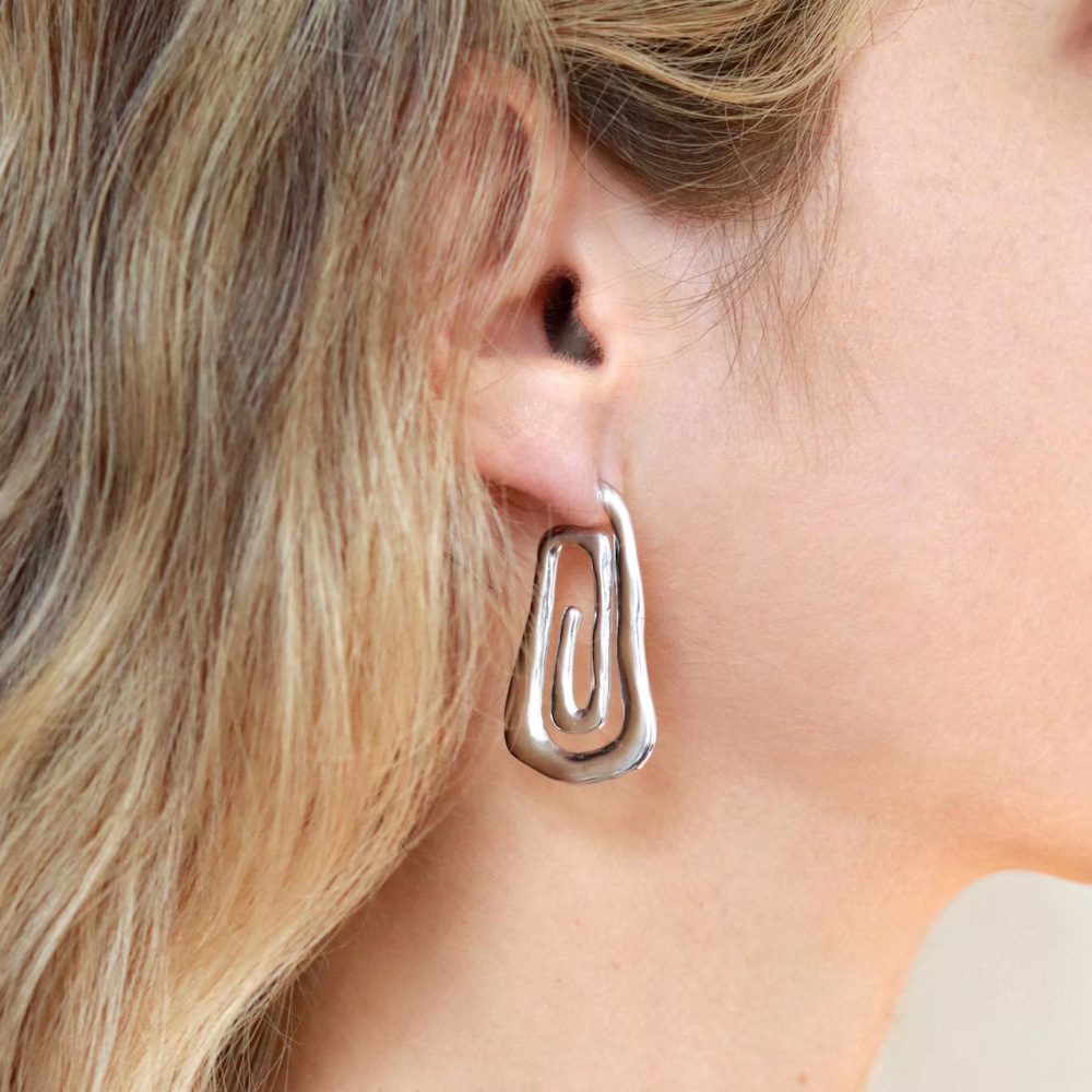 Boucles D'Oreilles Puces Pour Femme, Style Rétro Chic Minimaliste, En Forme De Spirale, En Acier Inoxydable Étanche, Couleur Or (1 Paire). Image5