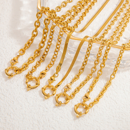 Collier chaîne femme DIY en acier inoxydable, couleur or, étanche, 1 pièce, collection Simple Series