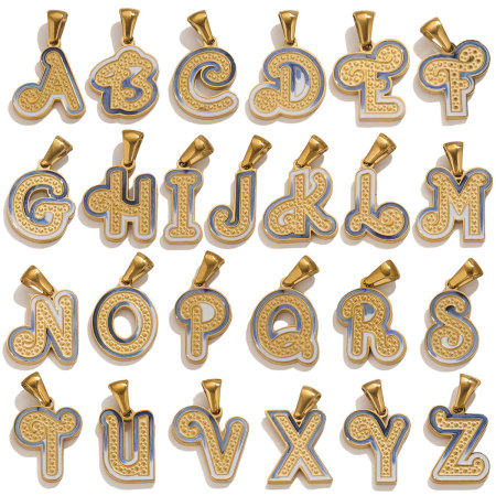 Pendentif Unisexe Simple Et Chic En Acier Inoxydable, Couleur Or, Étanche, Avec Lettre.