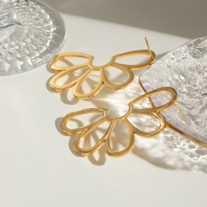 1 Paire De Boucles D'Oreilles À Tige Rétro En Acier Inoxydable Plaqué Or Pour Femme, Série Classique h5 Image4