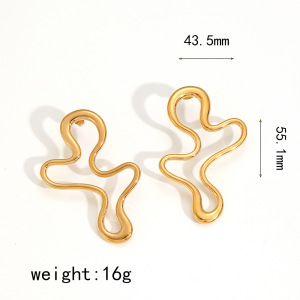 Boucles D'Oreilles Puces Pour Femme, Collection Particular Series, Forme Irrégulière, En Acier Inoxydable, Couleur Or, Étanches. 1 Paire h5 Image5