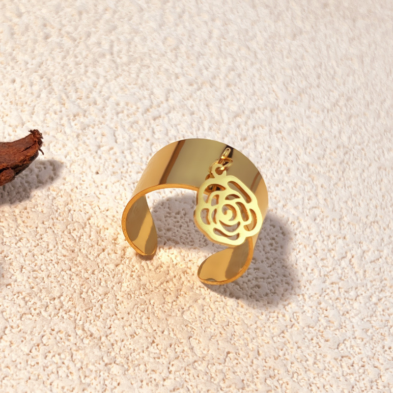 Bague Ajustable Pour Femme, Modèle Nœud Papillon, En Acier Inoxydable Étanche Couleur Or (1 Pièce). Image6