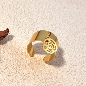 Bague Ajustable Pour Femme, Modèle Nœud Papillon, En Acier Inoxydable Étanche Couleur Or (1 Pièce). h5 Image6
