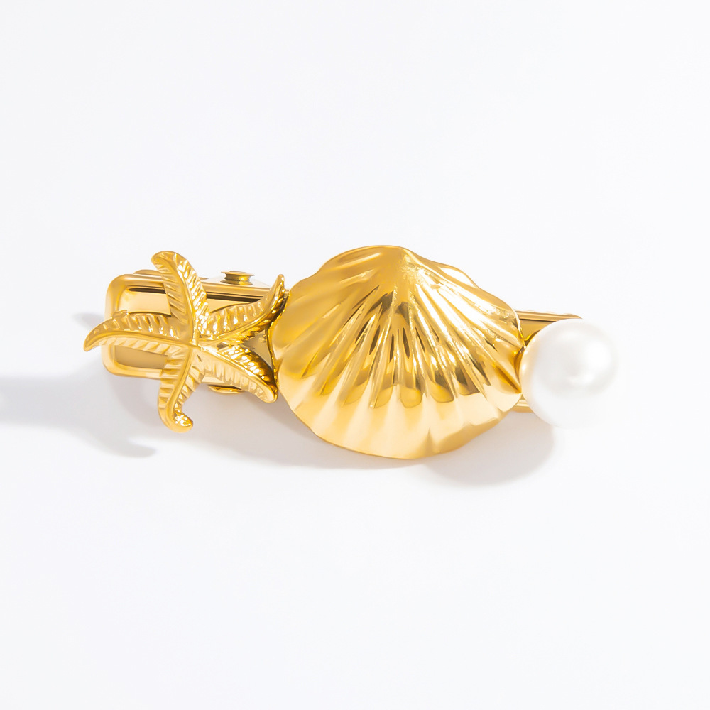 Pinces À Cheveux Pour Femme En Acier Inoxydable Couleur Or, Série Romantique, Motif Tortue De Vacances, 1 Pièce Image10