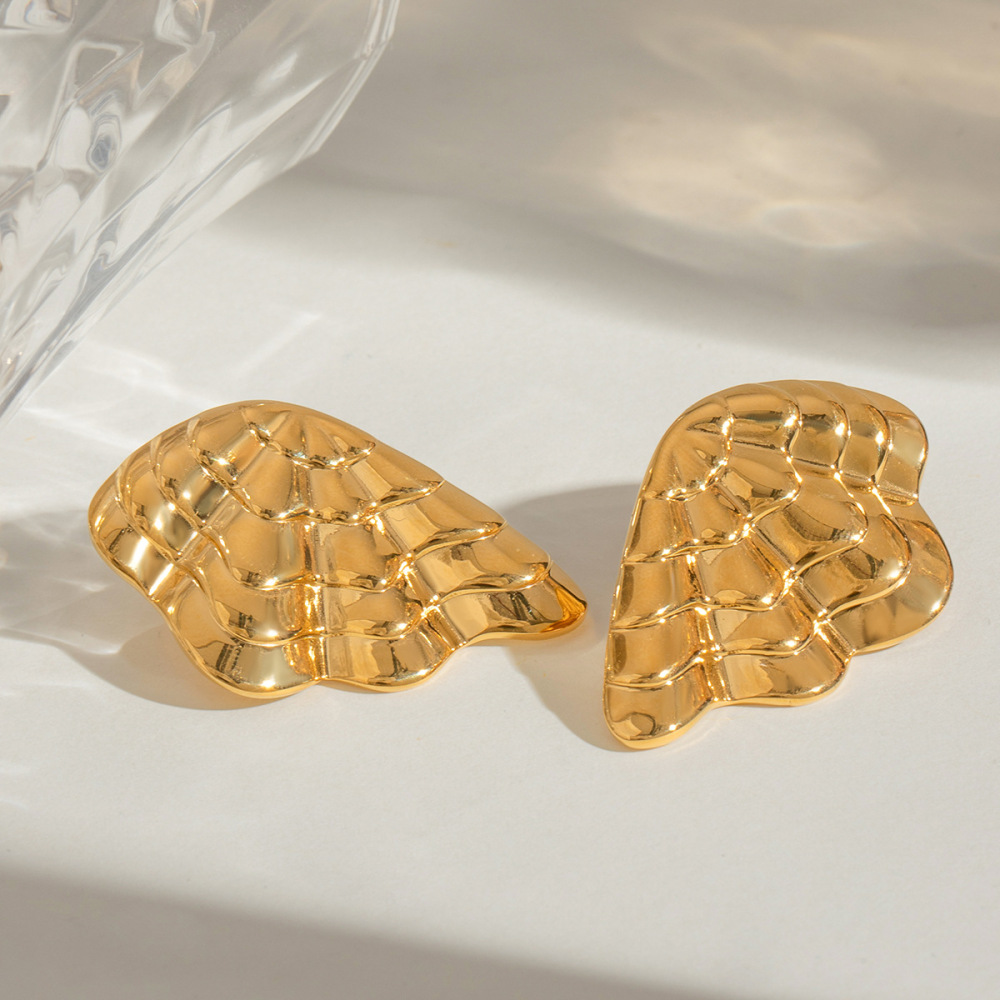1 Paire De Boucles D'Oreilles À Tige Géométriques Rétro En Acier Inoxydable Plaqué Or Pour Femme Image3