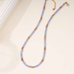 Collier Pendentif Élégant En Forme De Lune, En Acier Inoxydable Doré Et Pierre Naturelle, Orné D'Une Magnifique Pierre Naturelle (1 Pièce) h5 Image7