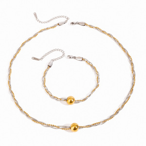 Collier Chaîne Pour Femme En Acier Inoxydable Couleur Or, Série Simple, , 1 Pièce h5 Image7
