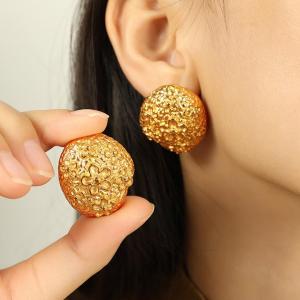 1 Paire De Boucles D'Oreilles À Tige Géométriques Rétro En Acier Titane Couleur Or Pour Femme, Série Luxueuse h5 Image7