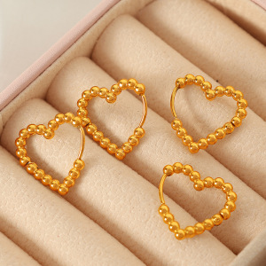 1 Paire De Boucles D'Oreilles Créoles Géométriques Classiques En Acier Inoxydable Plaqué Or  Pour Femme, Série Simple h5 Image3