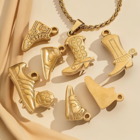 Pendentif unisexe Simple Series Chic Boots en acier inoxydable étanche couleur or (1 pièce)