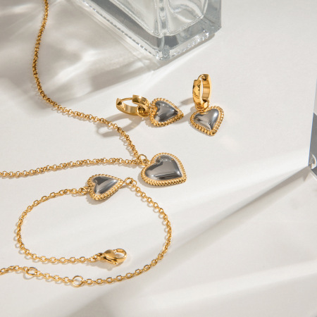 Collier pendentif femme en acier inoxydable doré, motif cœur mignon, collection romantique (1 pièce) 2