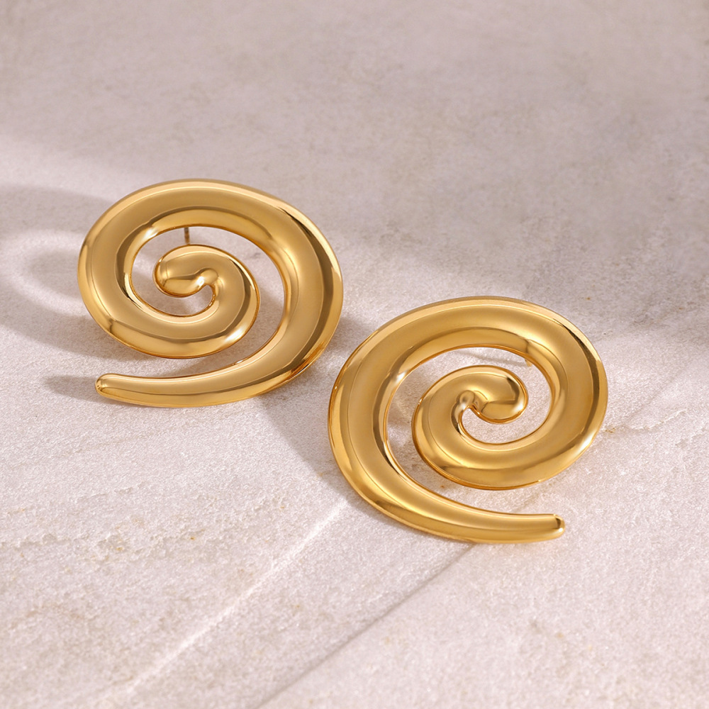 1 Paire De Boucles D'Oreilles À Tige Géométriques Décontractées En Acier Inoxydable Plaqué Or Pour Femmes h5Image3