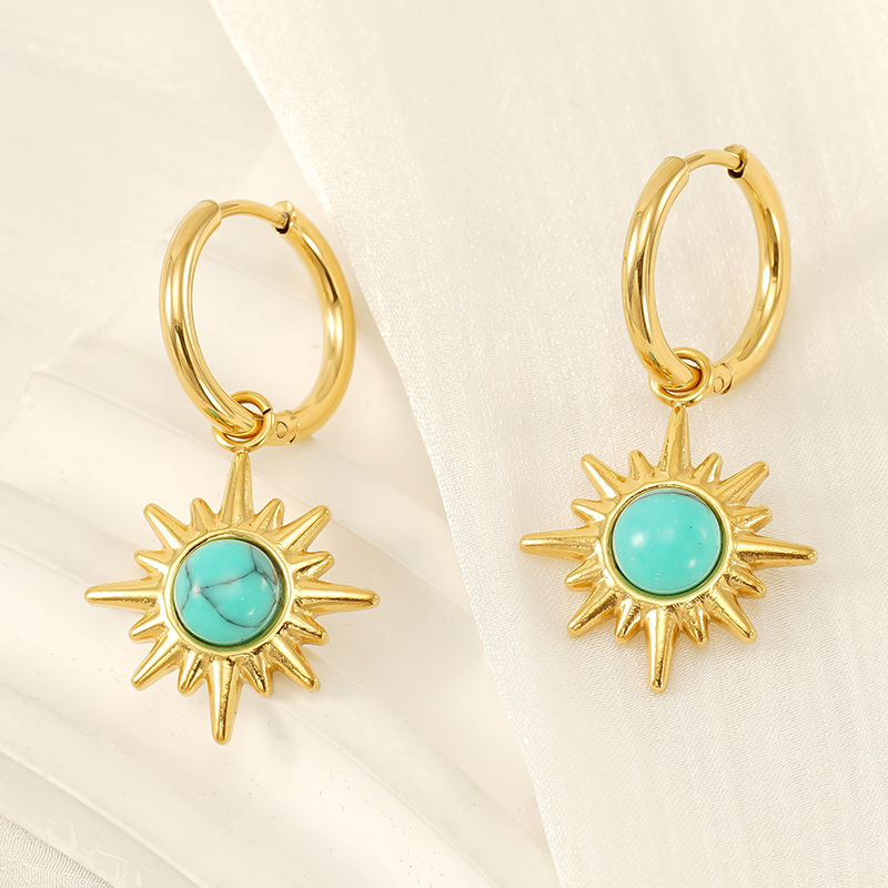 1 Paire De Boucles D'Oreilles Pendantes Géométriques Simples En Acier Inoxydable Plaqué Or Pour Femme Image4