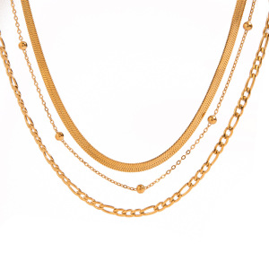 Colliers Superposés Classiques En Acier Inoxydable Plaqué Or Pour Femmes, Série Simple, 1 Pièce h5 Image6
