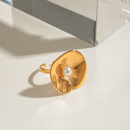 Bague ajustable pour femme, en acier inoxydable doré, forme d'arbre naturel exagérée (1 pièce), collection de luxe.