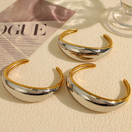 Bracelet Géométrique Simple En Acier Inoxydable Plaqué Or  Pour Femme, 1 Pièce