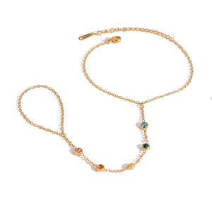 Bracelet Chaîne Pour Femme En Acier Inoxydable Plaqué Or  Avec Strass, Série Luxueuse Sweet Line h5 Image7
