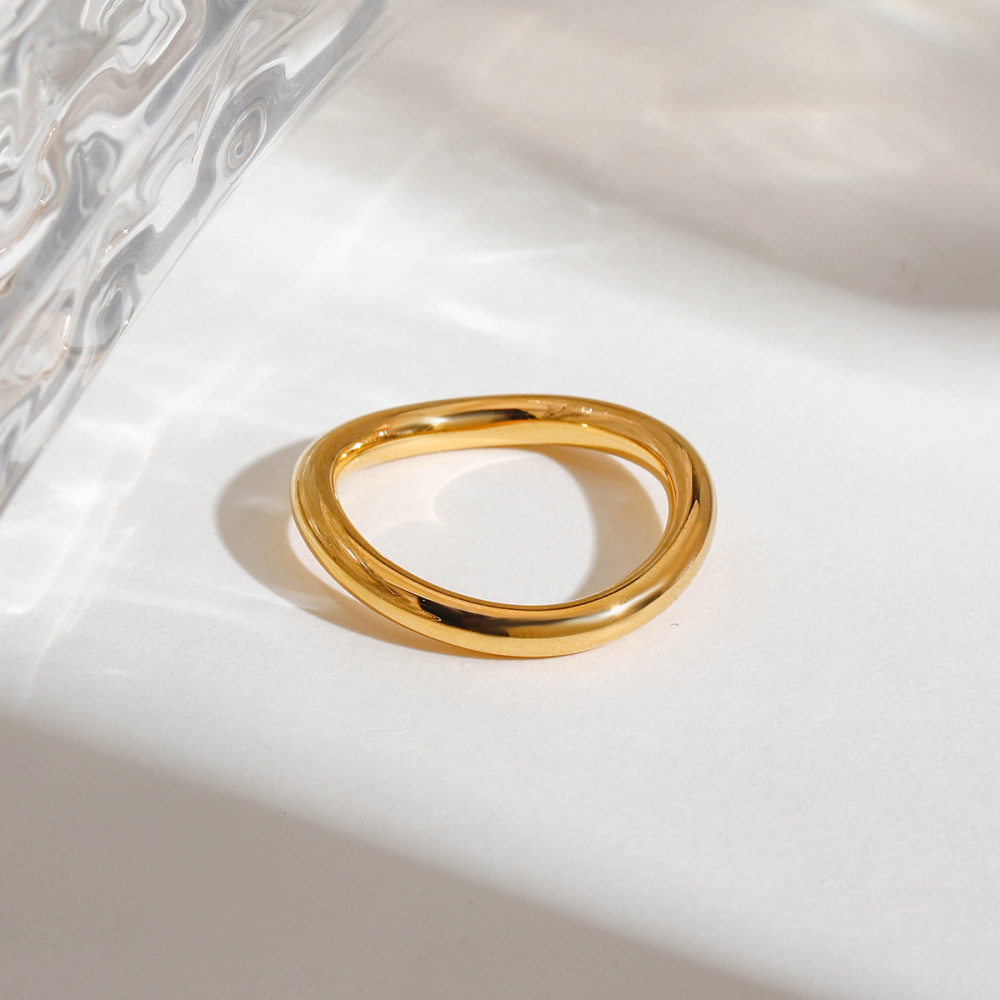 Bague Simple Pour Femme, 1 Pièce, Série Simple, Style Ins, En Acier Inoxydable, Couleur Or Image8