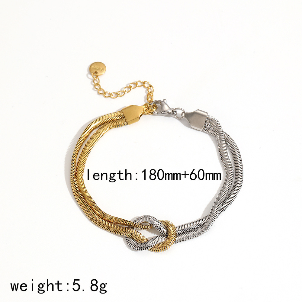 Collier Chaîne Femme Style Moderne, Nœud Simple, En Acier Inoxydable, Étanche, Coloris Or Et Argent (1 Pièce) Image5