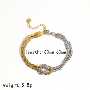 Collier Chaîne Femme Style Moderne, Nœud Simple, En Acier Inoxydable, Étanche, Coloris Or Et Argent (1 Pièce) h5 Image5