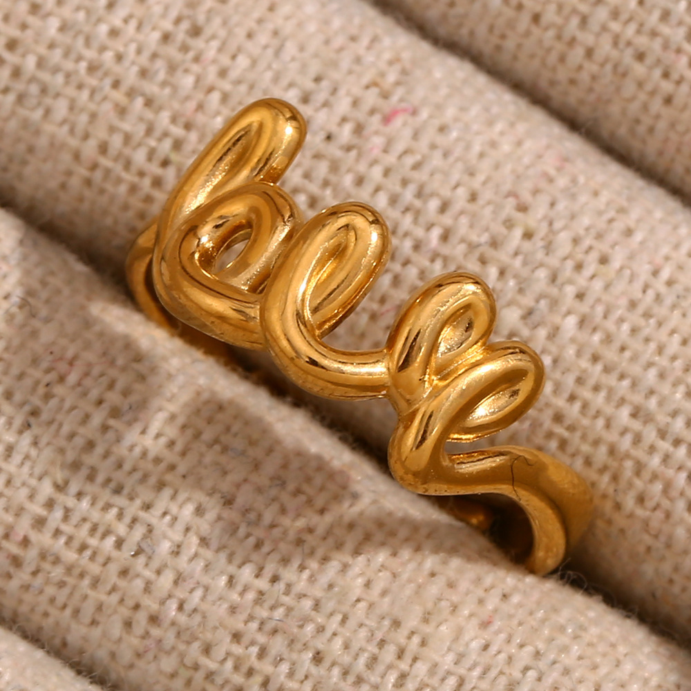 Bague Ajustable Pour Femme, Collection Romantique Classique, En Acier Inoxydable, Couleur Or, Étanche. Image4