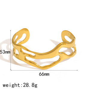 Bague Simple De Luxe Légère En Acier Inoxydable Plaqué Or Pour Femme, 1 Pièce h5 Image4