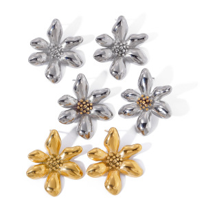 1 Paire De Boucles D'Oreilles À Tige Rétro En Acier Inoxydable Plaqué Or Pour Femme, Série Simple h5 Image5