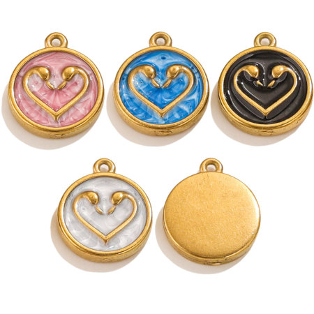 1 paire de pendentifs rétro en forme de cœur pour femme, série simple, plaqués or  2