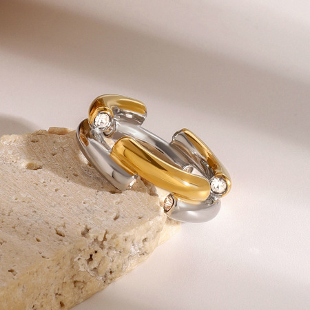 Bague minimaliste ronde en acier inoxydable étanche, couleurs assorties 2