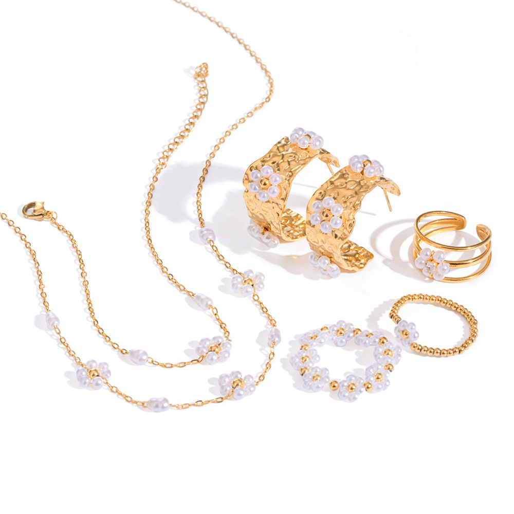 1 Paire De Boucles D'Oreilles Romantiques En Acier Inoxydable Plaqué Or  Avec Perles Artificielles Pour Femme Image4