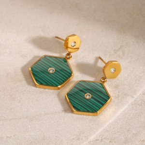 1 Paire De Boucles D'Oreilles Pendantes Élégantes En Acier Inoxydable Plaqué Or  Avec Strass Pour Femme, Série Simple h5 Image5