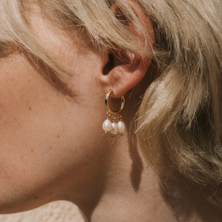 Boucles d'oreilles femme style rétro, simples, à pompons, en acier inoxydable plaqué or et perles artificielles. 2