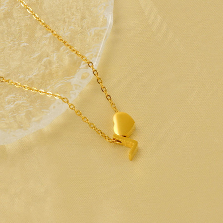 collier avec pendentif en acier inoxydable plaqué or pour femme, série simple, lettre simple 2