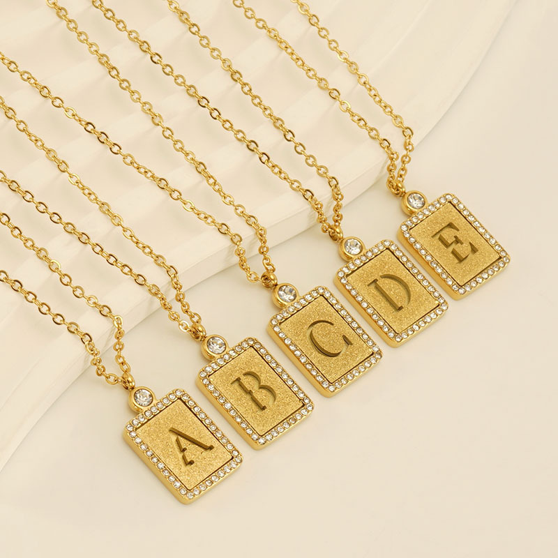 Collier Avec Pendentif En Acier Inoxydable Plaqué Or Pour Femme, Série Simple, Lettre Quotidienne h5Image5