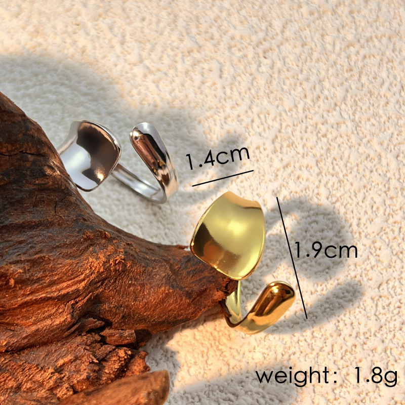 Bague Ajustable Pour Femme, En Acier Inoxydable Uni, Étanche, Collection Simple Series (1 Pièce). Image6
