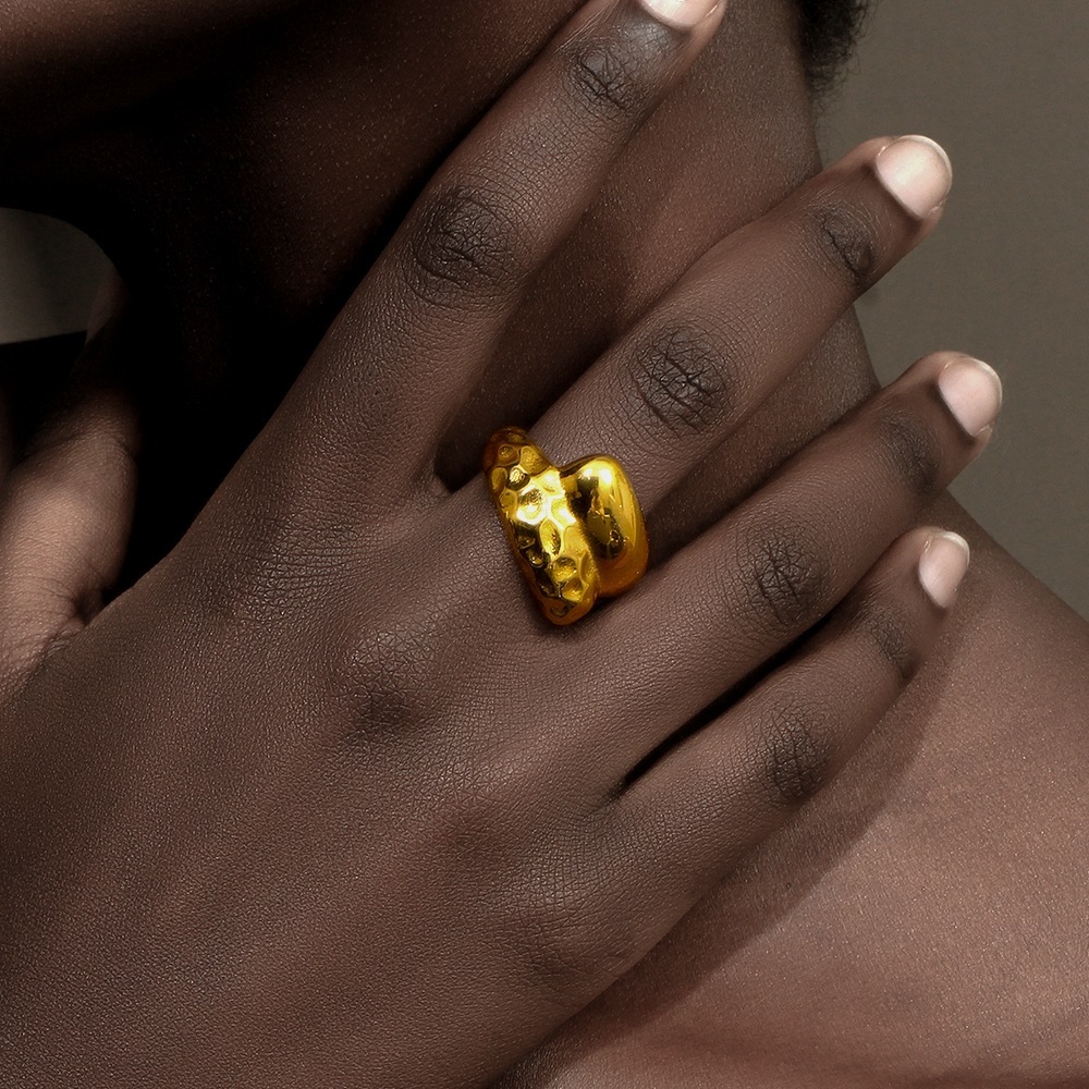 Bague Simple Pour Femme Daily Twist En Acier Inoxydable, Étanche, Couleur Or (1 Pièce). h5Image6