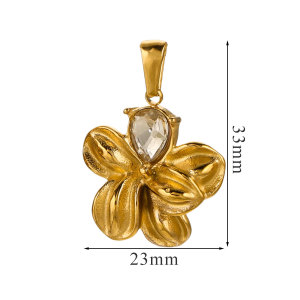Pendentif Femme Classique, Élégant, En Acier Inoxydable, Couleur Or, Motif Floral, 1 Pièce h5 Image3