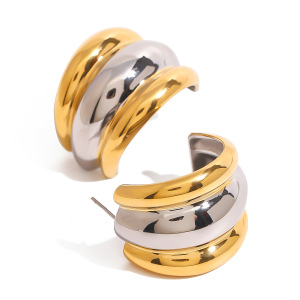 1 Paire De Boucles D'Oreilles À Tige Pour Femme En Acier Inoxydable Plaqué Or , Série Simple, Lettre Quotidienne h5 Image5
