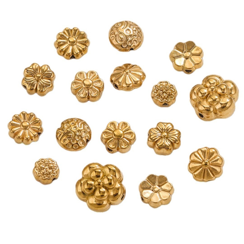 1 Paire De Pendentifs Rétro En Forme De Fleur Pour Femme, Plaqués Or  Image5
