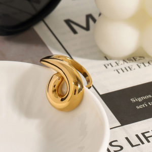 Bague Simple Pour Femme, En Acier Inoxydable Doré, Forme Irrégulière, 1 Pièce, Collection Shining Series. h5 Image4