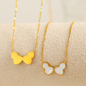 Collier Avec Pendentif En Acier Titane Doré Pour Femme, Série Classique, Motif Plante Quotidienne h5 Image4