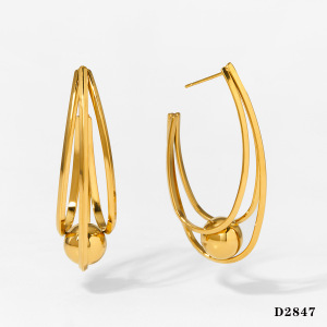 Boucles D'Oreilles Pendantes Pour Femme, En Acier Inoxydable Doré, Étanches, En Forme De U h5 Image2