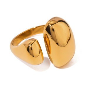 Bague Ajustable Pour Femme, En Acier Inoxydable Moderne, Étanche, Plaquée Or Et Ornée De Zircon (1 Pièce). h5 Image6