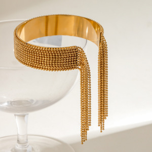 Bracelet Pour Femme En Acier Inoxydable Plaqué Or , Série Luxueuse, Pompon Quotidien h5 Image3